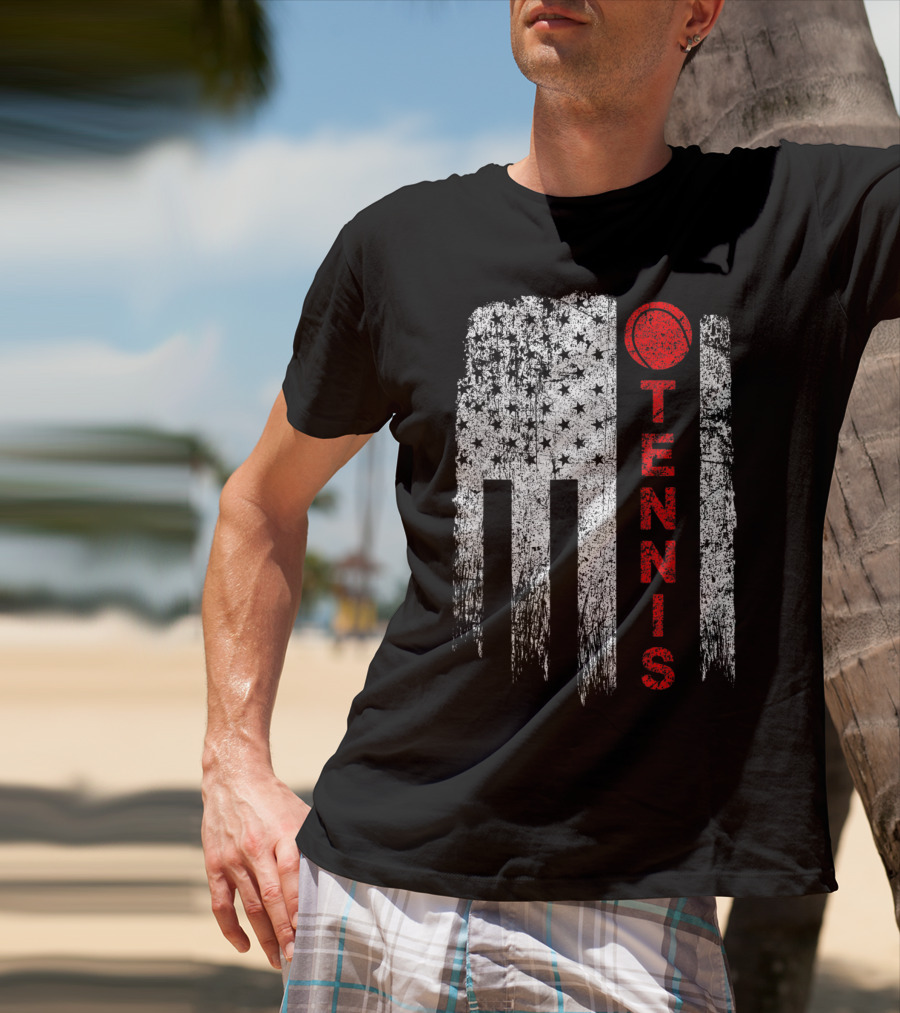 USA Red White Tennis Boys American Grunge T-Shirt