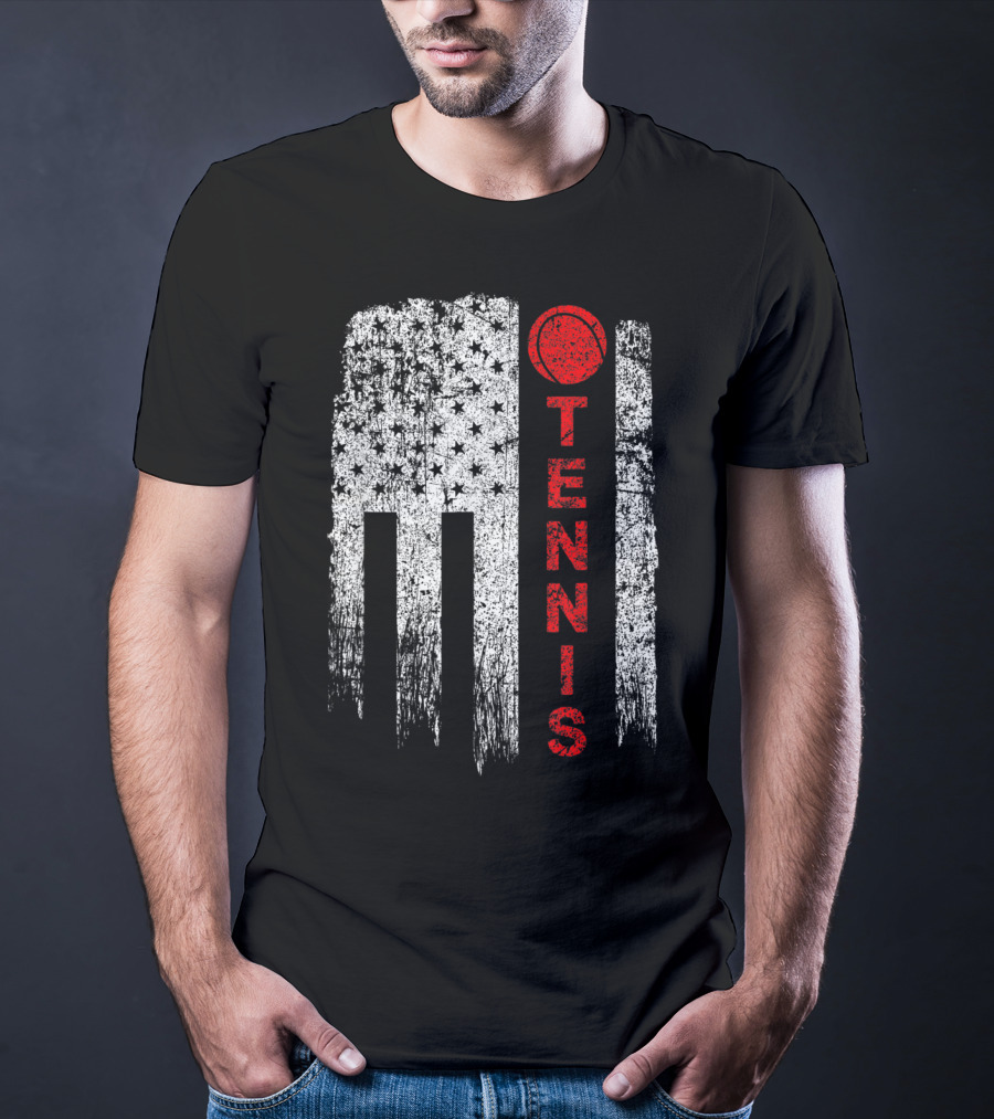 USA Red White Tennis Boys American Grunge T-Shirt