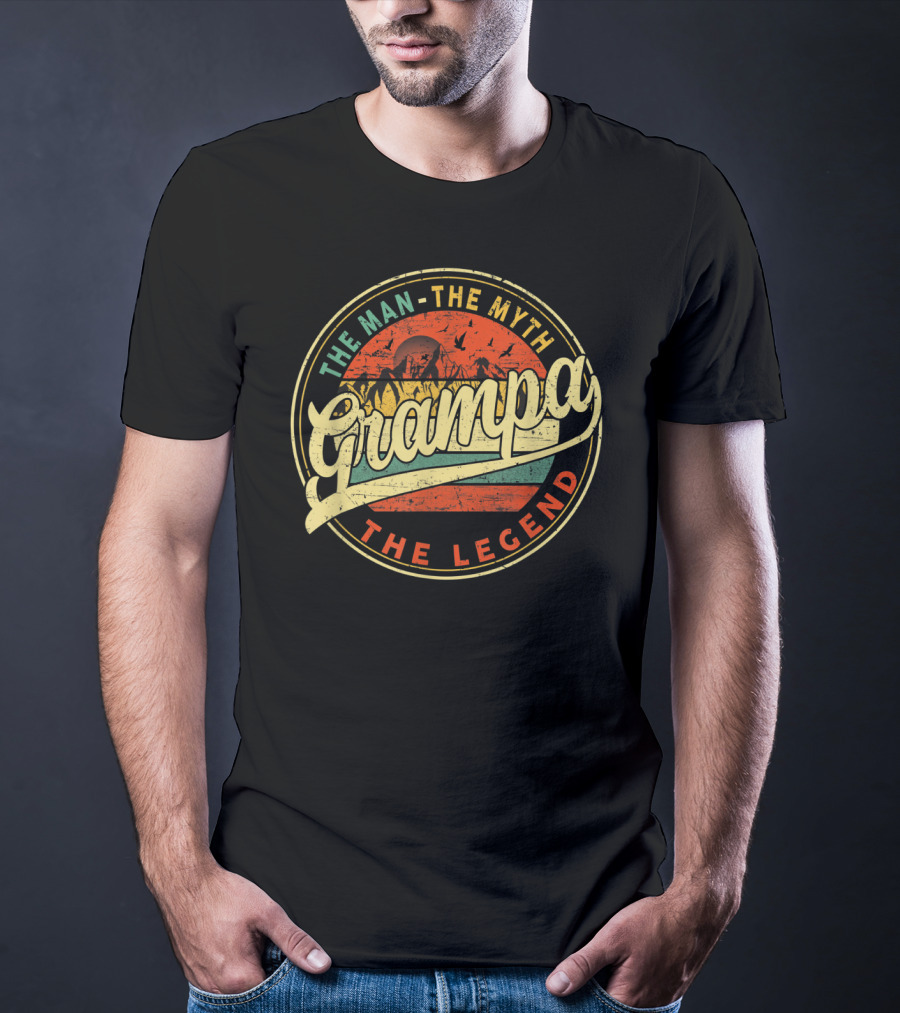 The Man The Myth The Legend Grampa Vintage Sunset T-Shirt