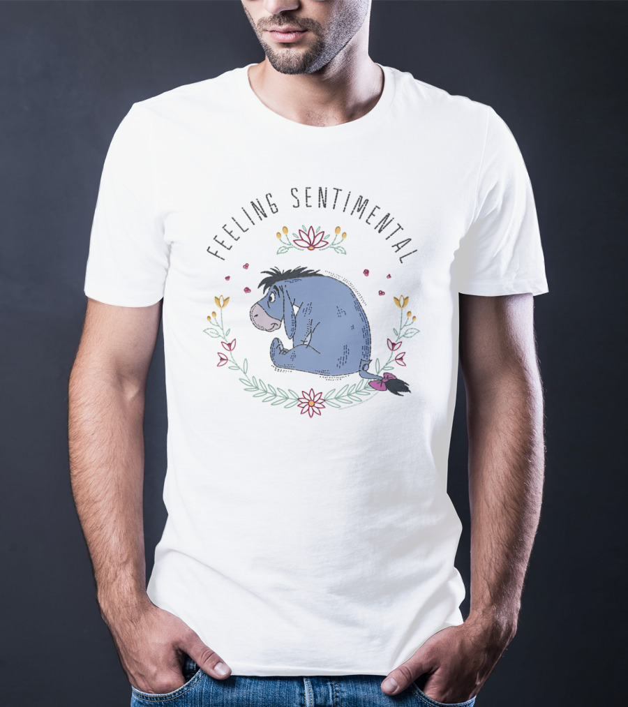 Eeyore Feeling Sentimental Surrounded By Floral Accents T-Shirt