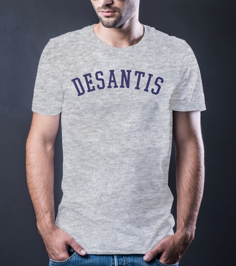 DeSantis Gray Cotton Block Text T-Shirt