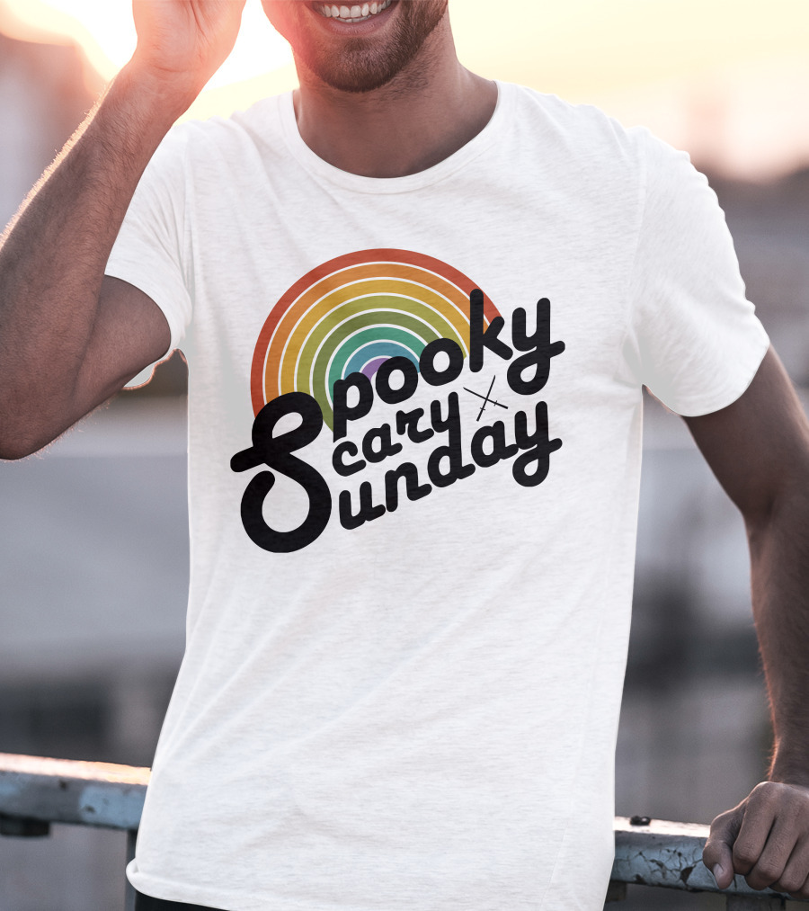 CoryxKenshin Spooky Scary Sunday Retro Rainbow T-Shirt