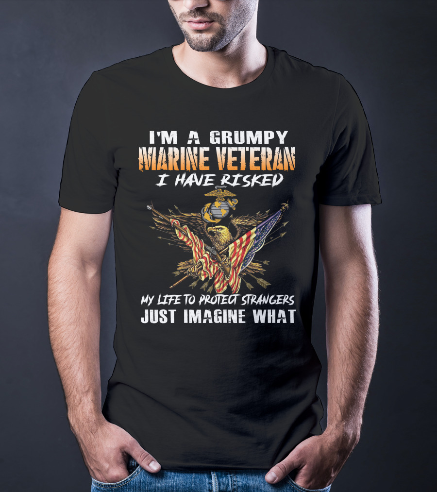 I'm A Grumpy Marine Veteran I Have Risked My Life To Protect Strangers Just Imagine What T-Shirt