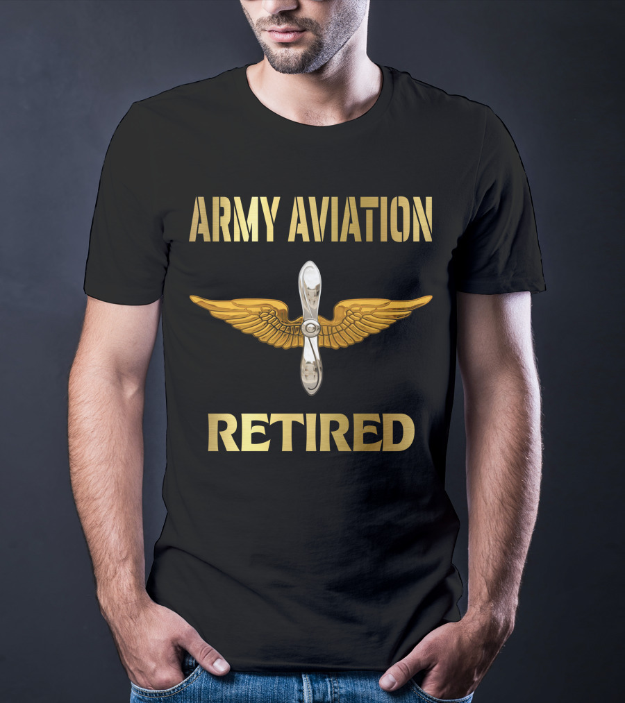 Army Aviation Retired Propeller Wings T-Shirt