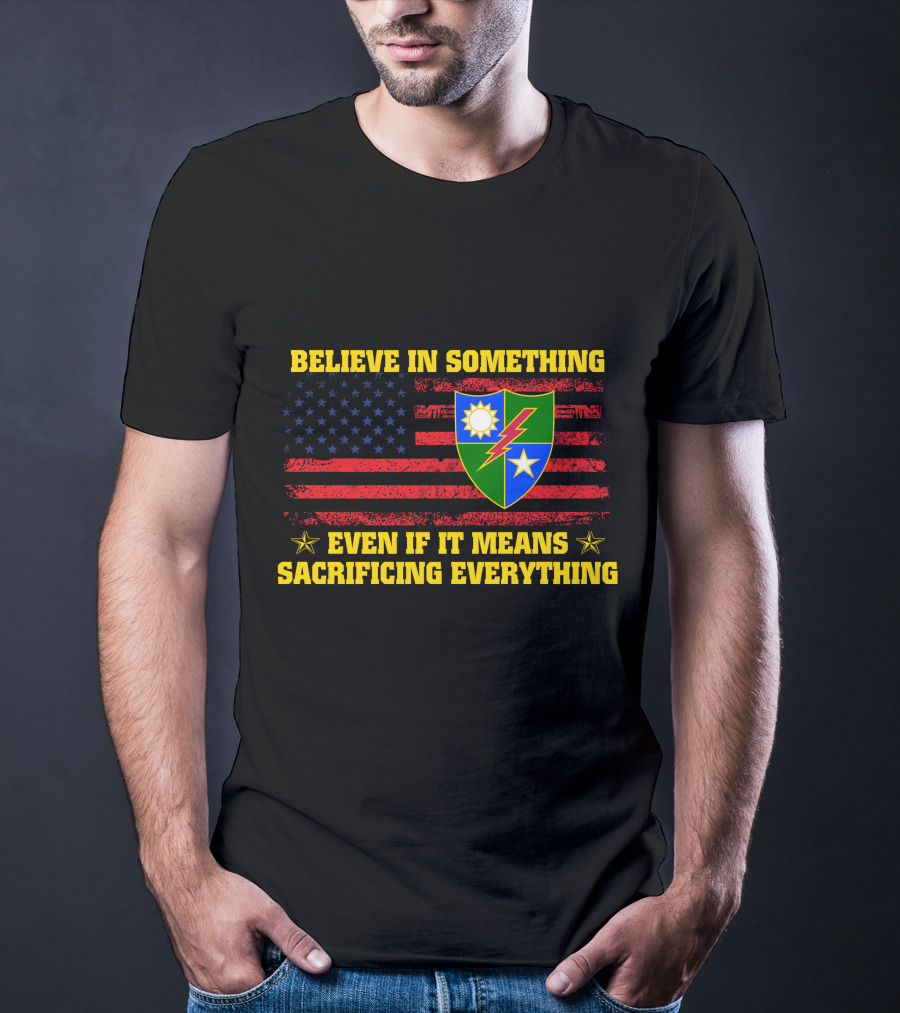 Believe In Something Even If It Means Sacrificing Everything American Flag Shield Stars T-Shirt