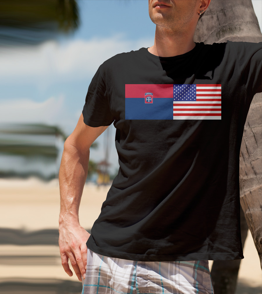 82Nd Airborne Division And American Flag Hklkh1 T-Shirt