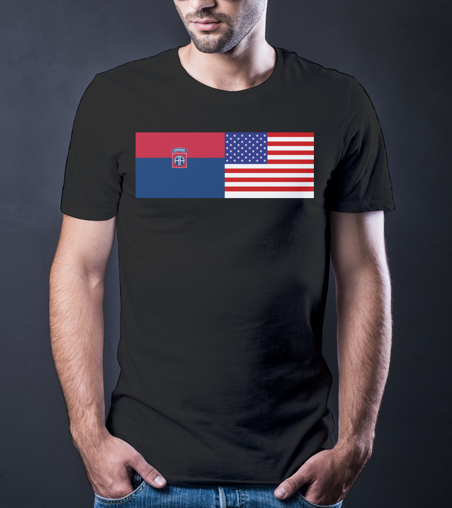82Nd Airborne Division And American Flag Hklkh1 T-Shirt