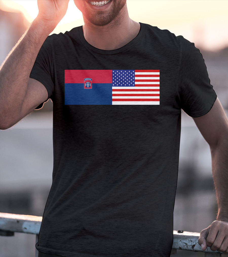82Nd Airborne Division And American Flag Hklkh1 T-Shirt