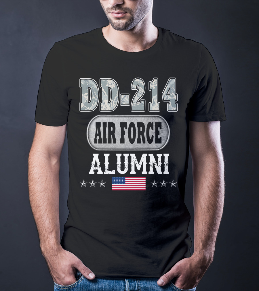 Dd-214 Air Force Alumni Usa Flag Stars T-Shirt