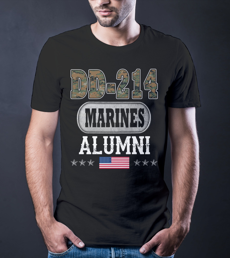 Dd-214 Marines Alumni American Flag Stars T-Shirt