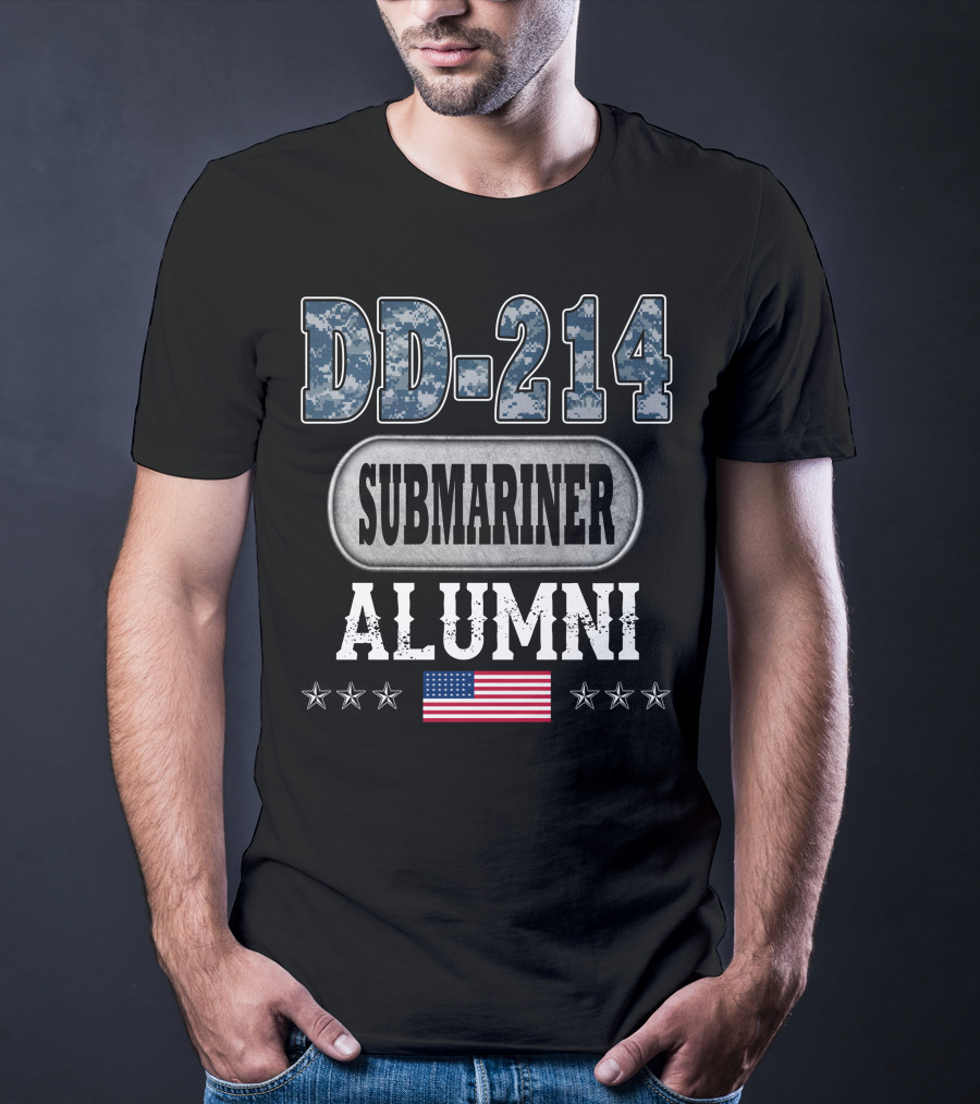 Dd-214 Submariner Alumni American Flag Stars T-Shirt