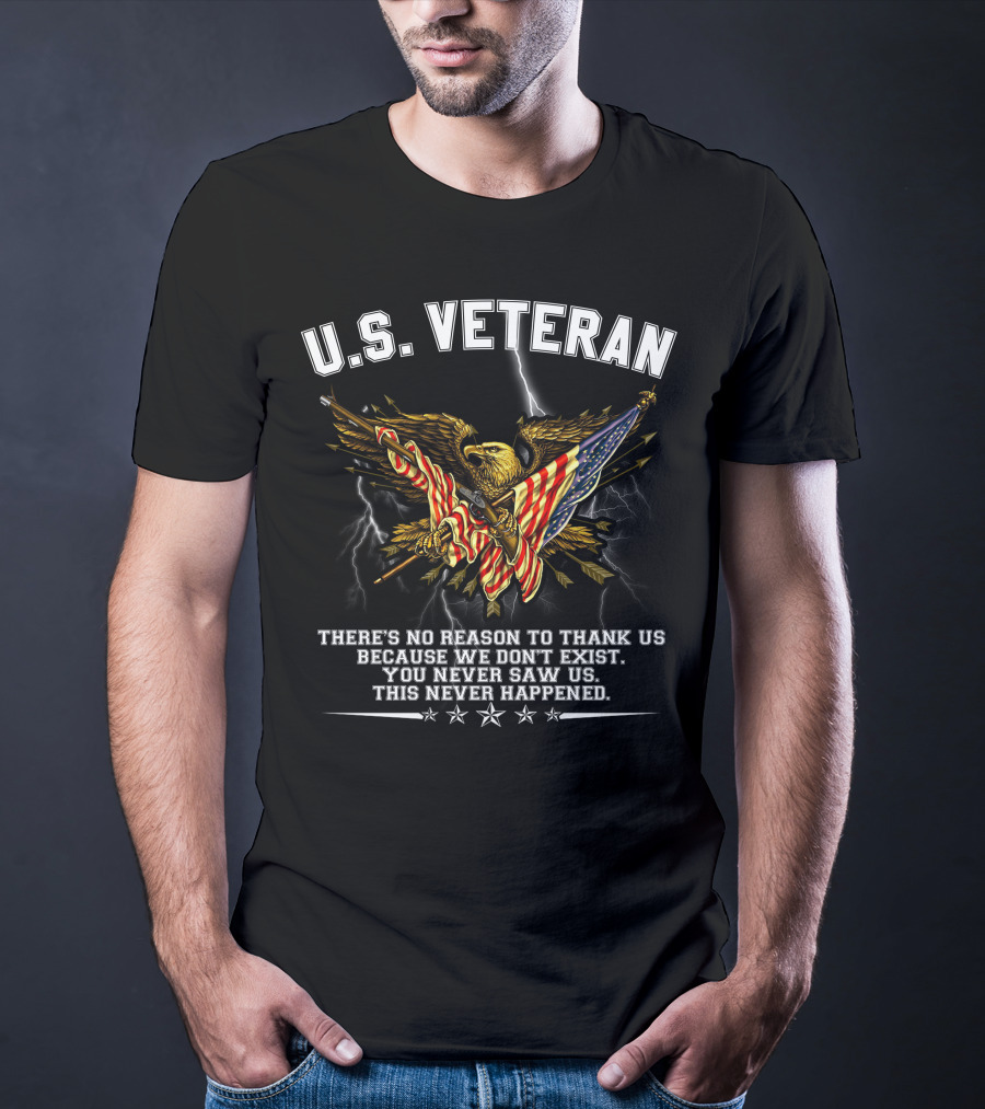 U.s. Veteran Eagle American Flag Patriotic Military Tribute T-Shirt