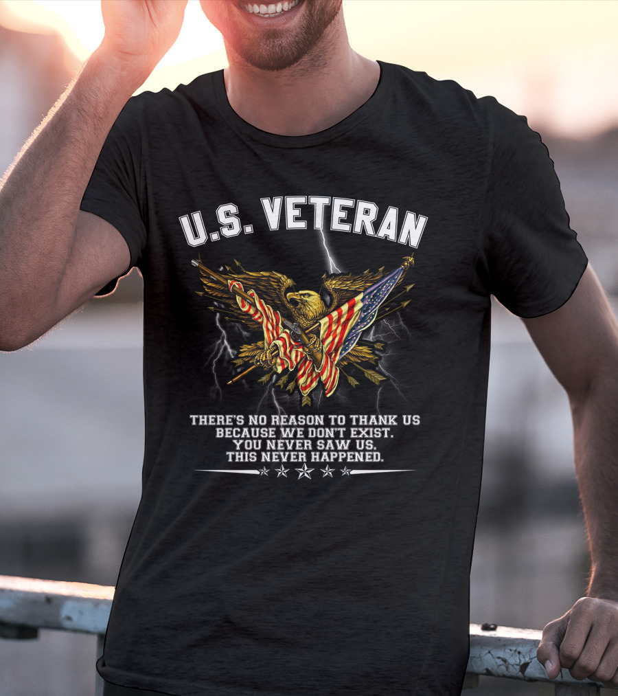 U.s. Veteran Eagle American Flag Patriotic Military Tribute T-Shirt