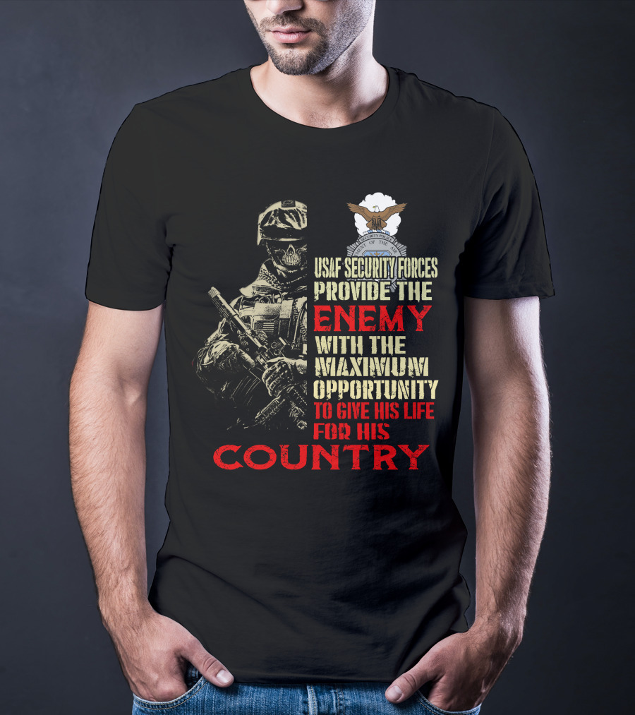 Usaf Security Forces Enemy Maximum Opportunity Country T-Shirt