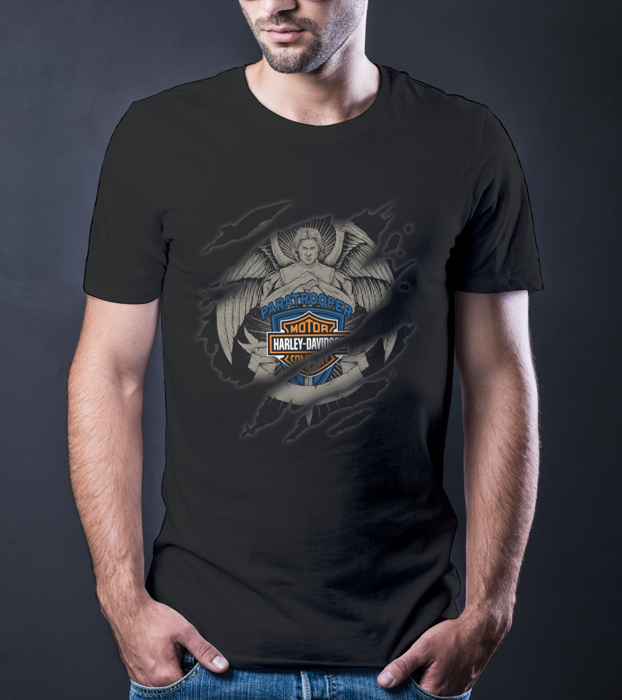Paratrooper Harley Davidson Motor Angel T-Shirt
