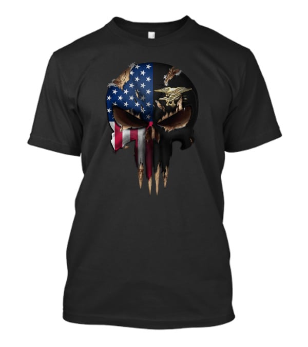 Punisher Skull American Flag Navy Seals T-Shirt