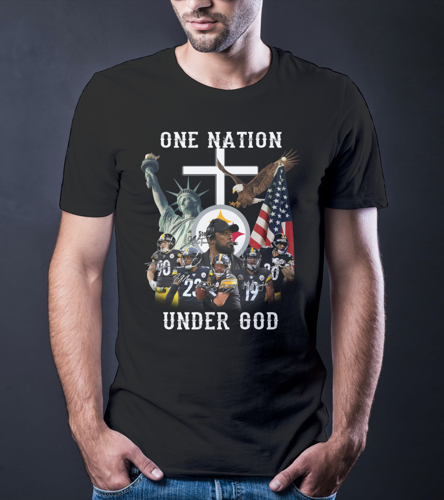 One Nation Under God Steelers Liberty Eagle Flag T-Shirt