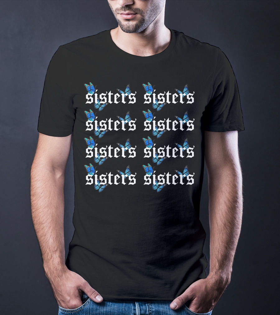 Sisters Blue Butterfly Pattern James Charles T-Shirt