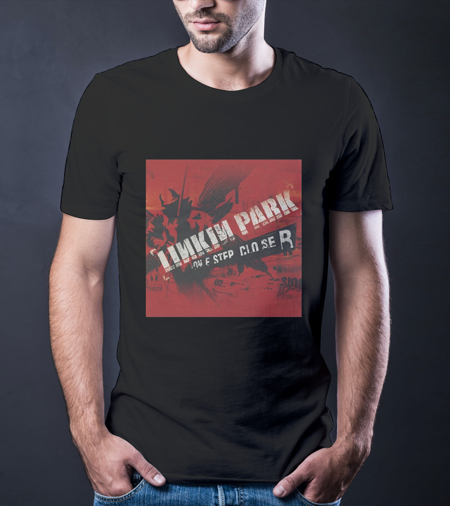 Linkin Park One Step Closer Single Red Grunge Background T-Shirt