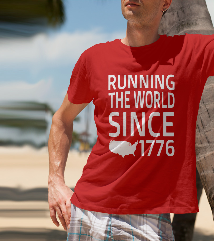 Running The World Since 1776 USA Map T-Shirt
