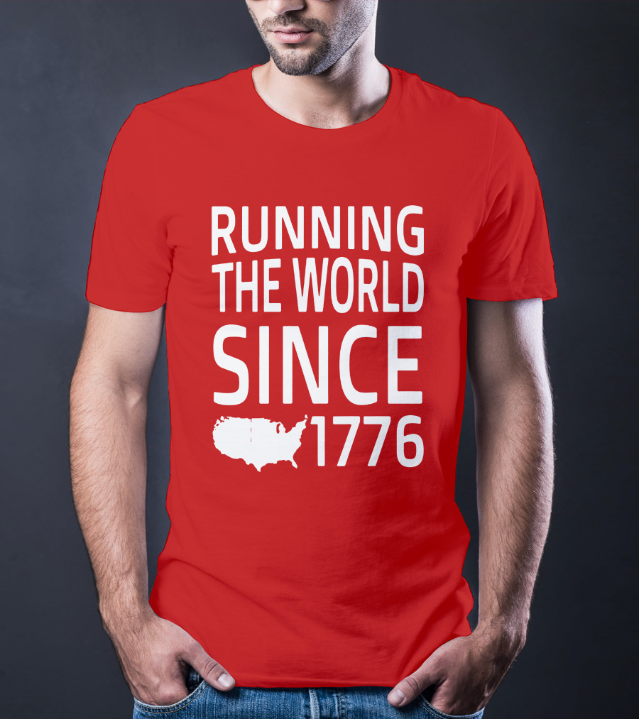 Running The World Since 1776 USA Map T-Shirt