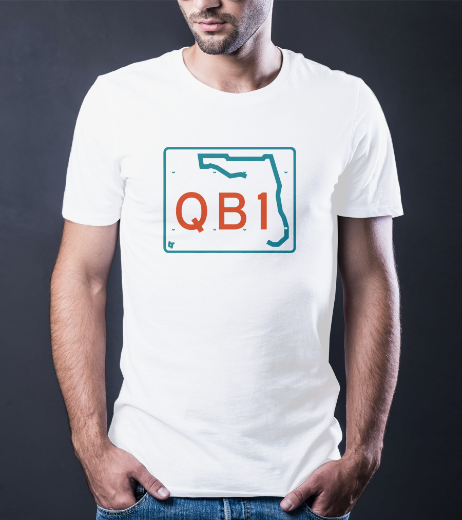 Miami QB1 Florida Map License Plate T-Shirt