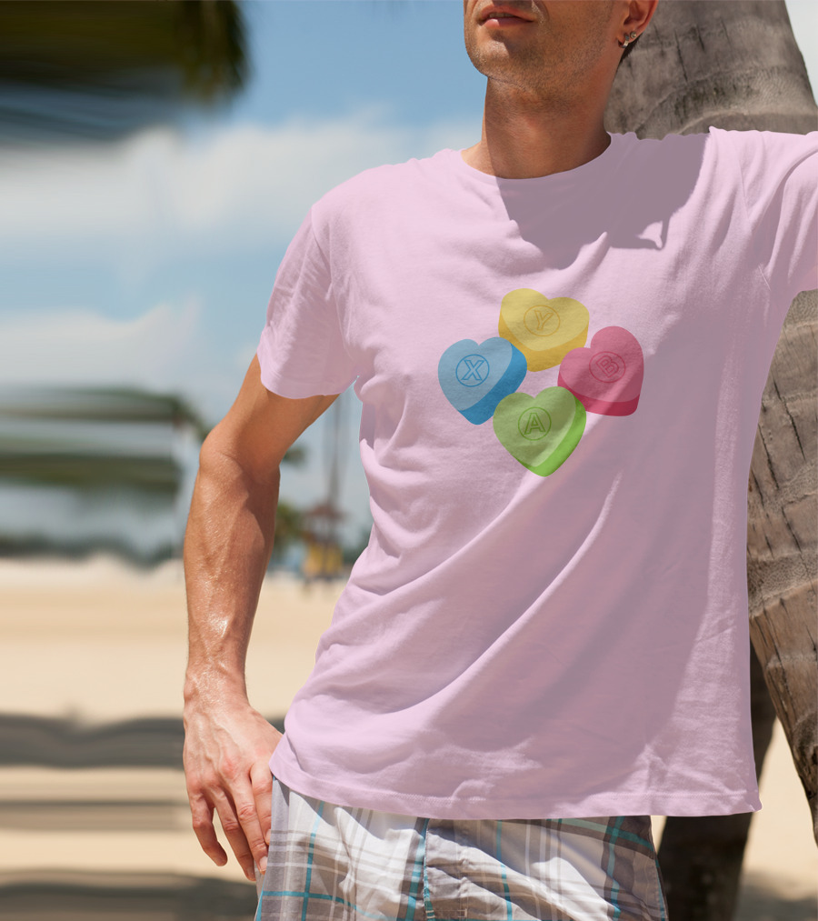 Valentine's Candy Hearts X Y A B T-Shirt
