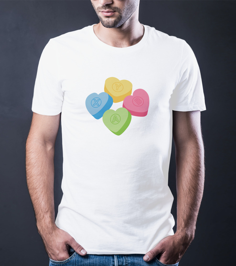 X Y A B Candy Hearts Valentine's Crew Neck T-Shirt