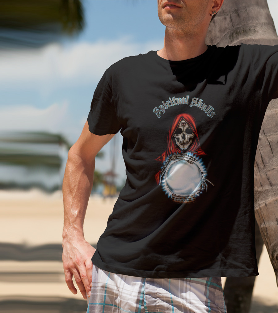 Spiritual Skulls Mystic Reaper With Crystal Ball T-Shirt