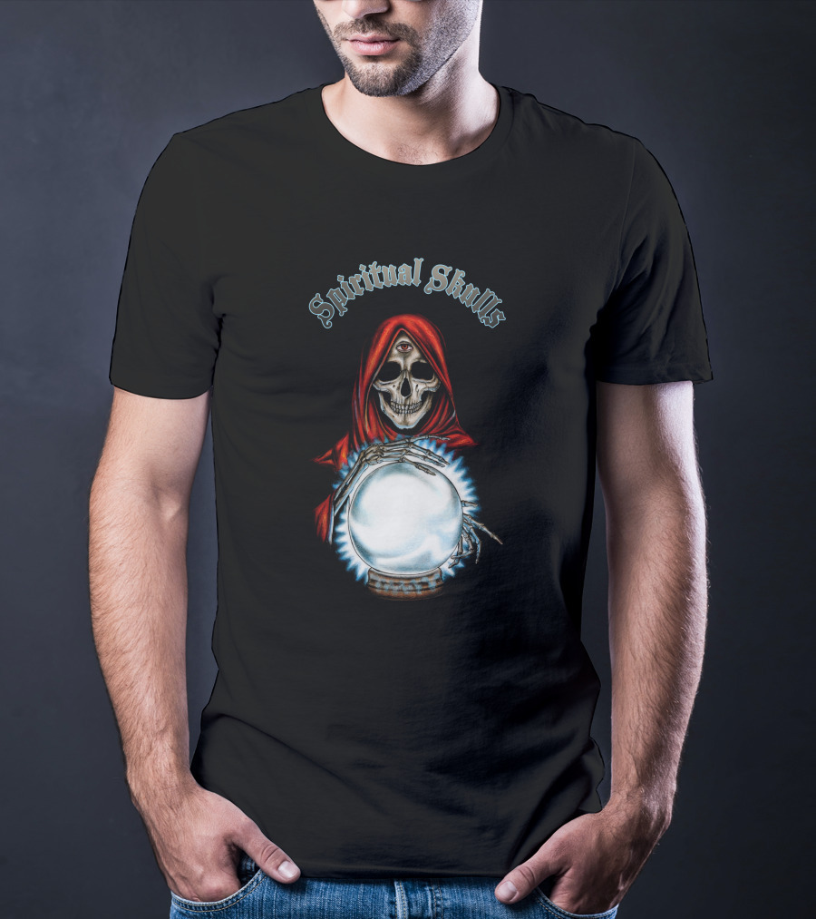 Spiritual Skulls Mystic Reaper With Crystal Ball T-Shirt