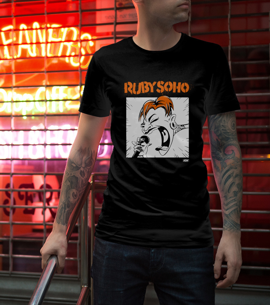 Ruby Soho AEW All Elite Wrestling Merch Scream Tattoo Mic Iconic T-Shirt