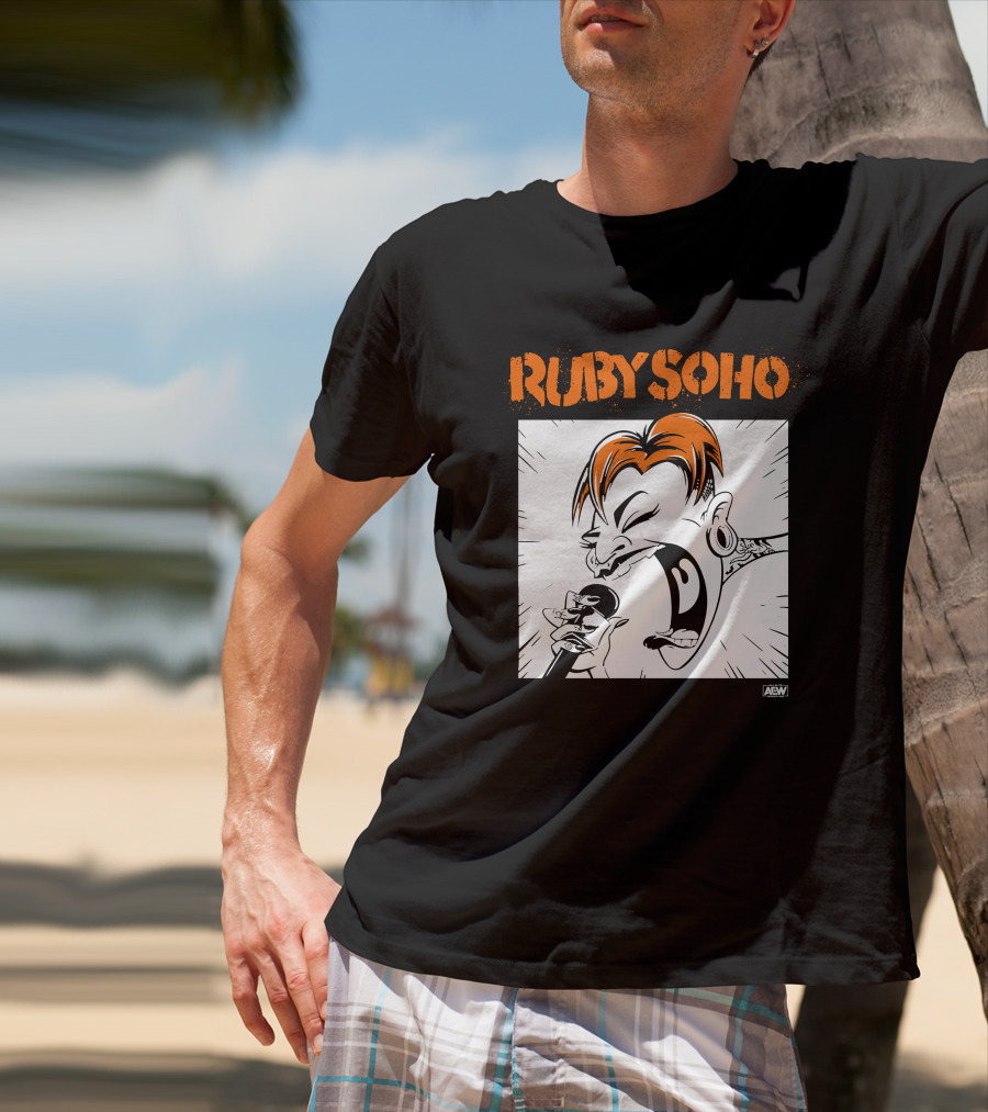 Ruby Soho AEW All Elite Wrestling Merch Scream Tattoo Mic Iconic T-Shirt