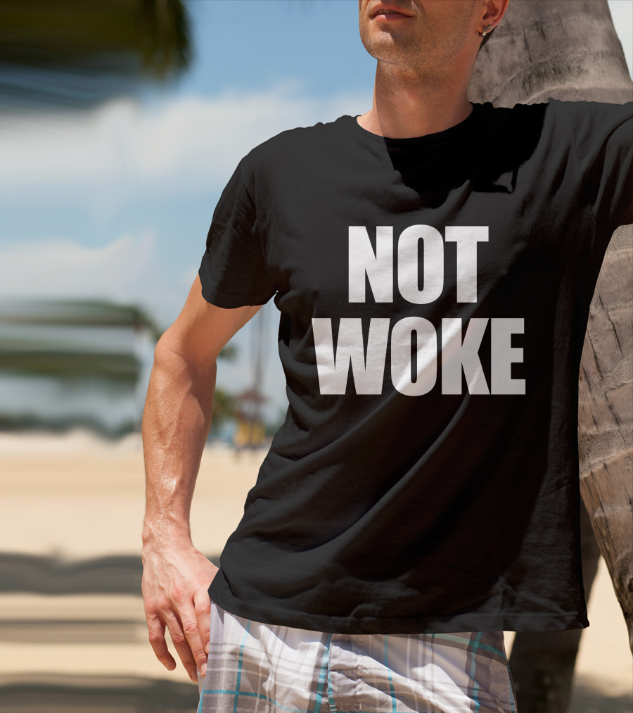 Matt Birk Not Woke Statement Text Bold Contrast T-Shirt