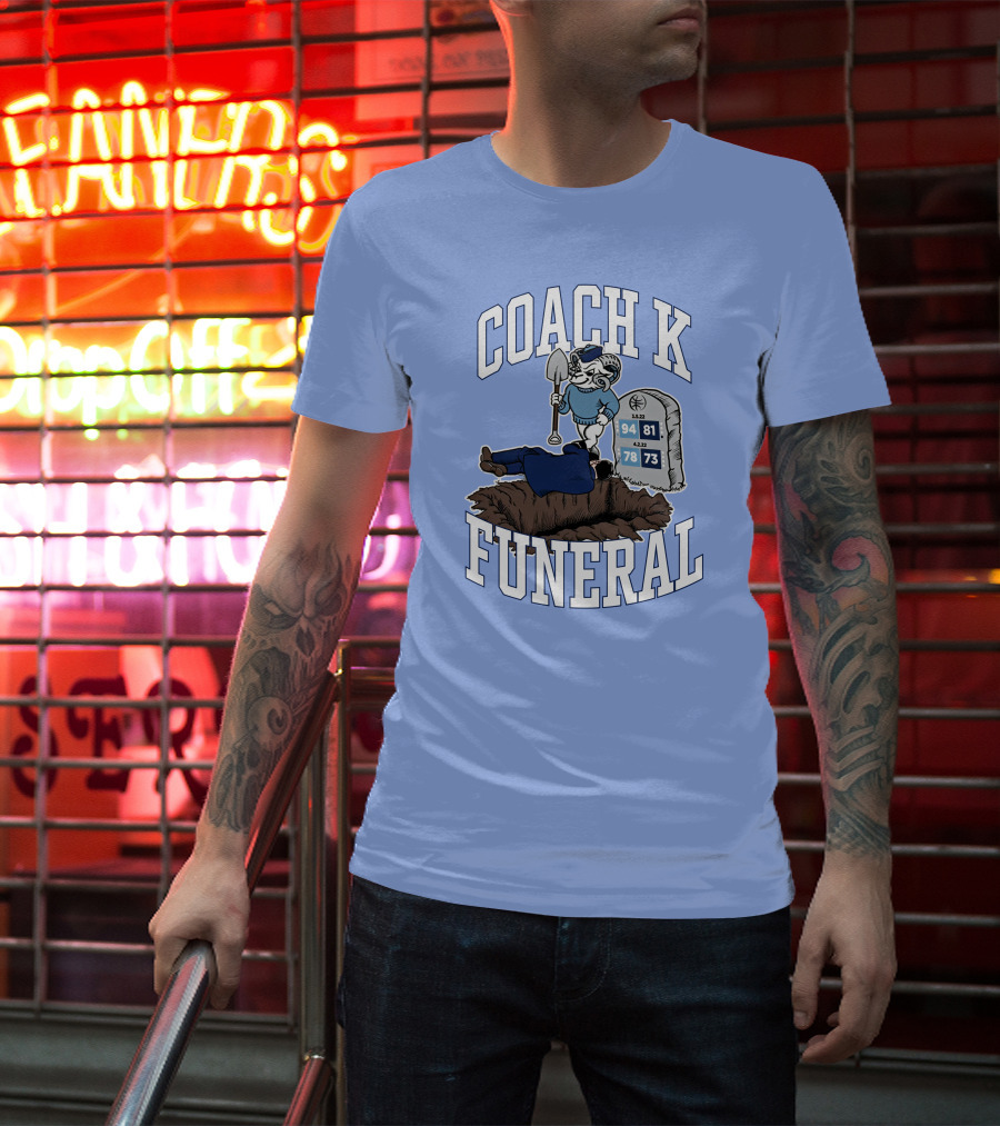 Coach K Funeral Blue Devil Gravesite Shovel Tombstone Basketball Numbers T-Shirt
