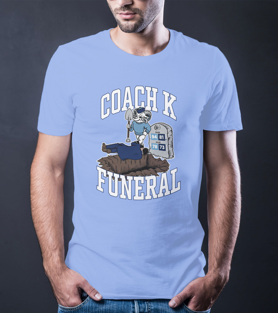 Coach K Funeral Blue Devil Gravesite Shovel Tombstone Basketball Numbers T-Shirt