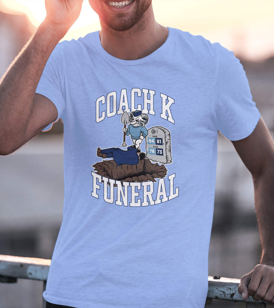 Coach K Funeral Blue Devil Gravesite Shovel Tombstone Basketball Numbers T-Shirt