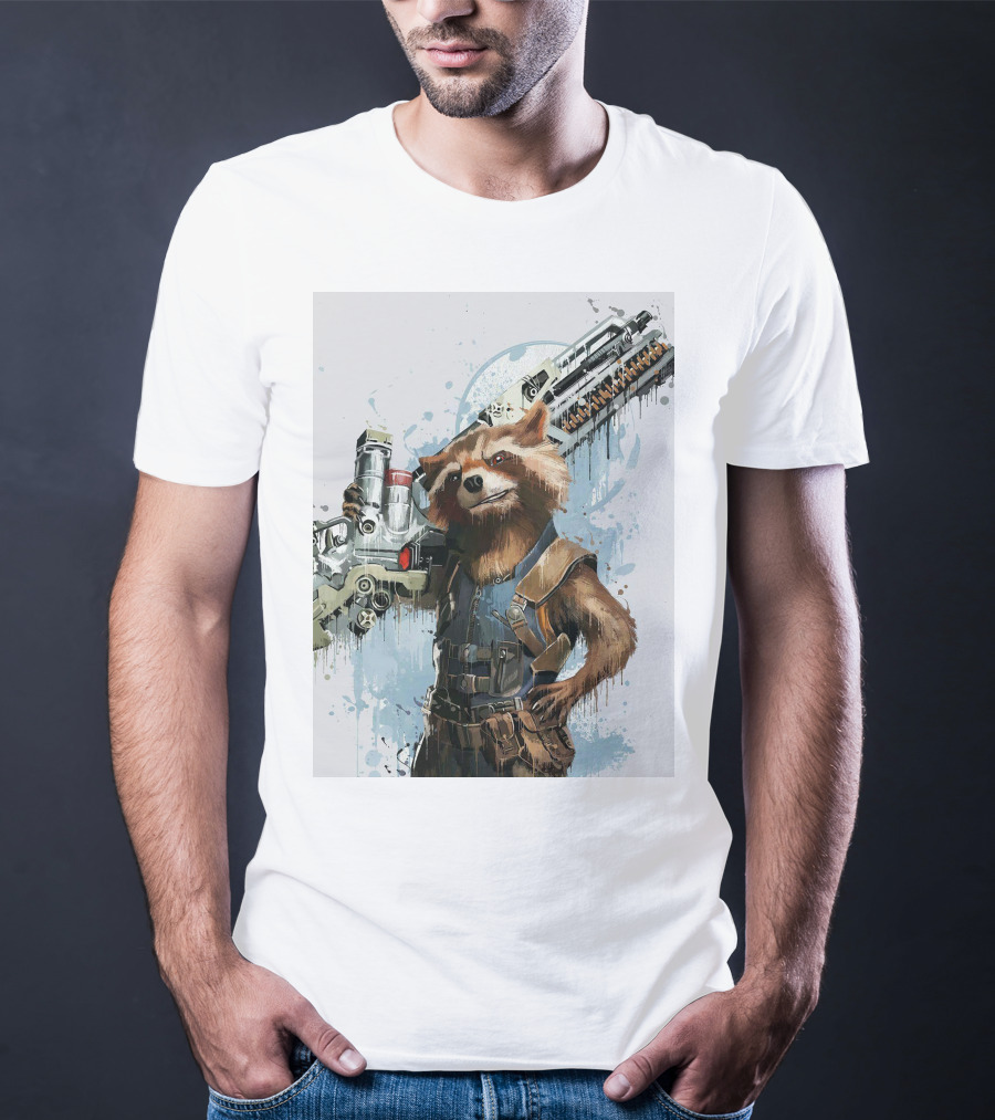 Rocket Raccoon Guardians Of The Galaxy Gun T-Shirt