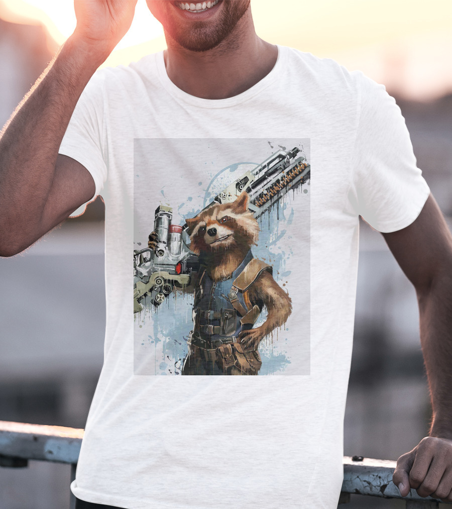 Rocket Raccoon Guardians Of The Galaxy Gun T-Shirt