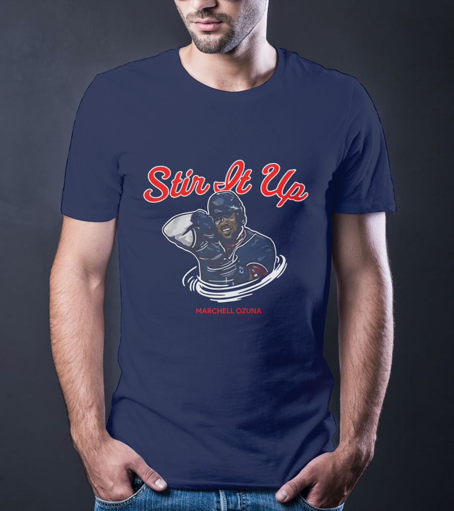 Stir It Up Marcell Ozuna Baseball Action Graphics T-Shirt