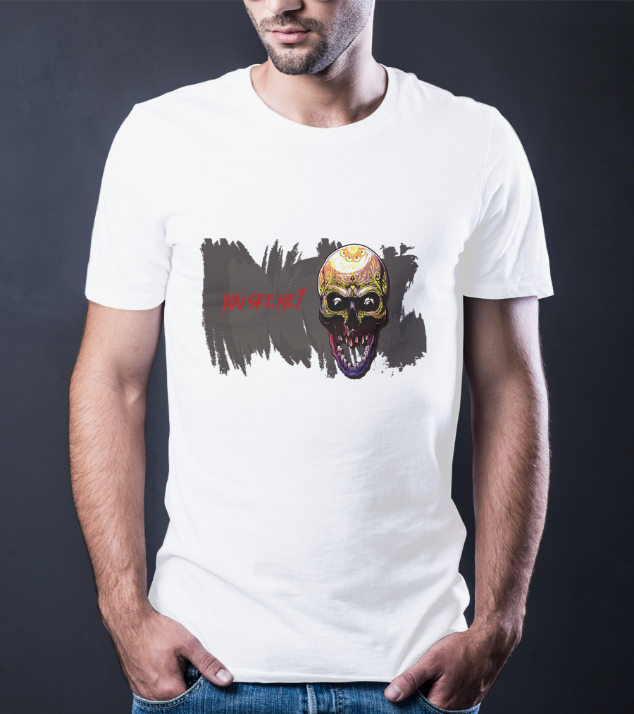 Skull Yellow Scary Horror You See Me T-Shirt