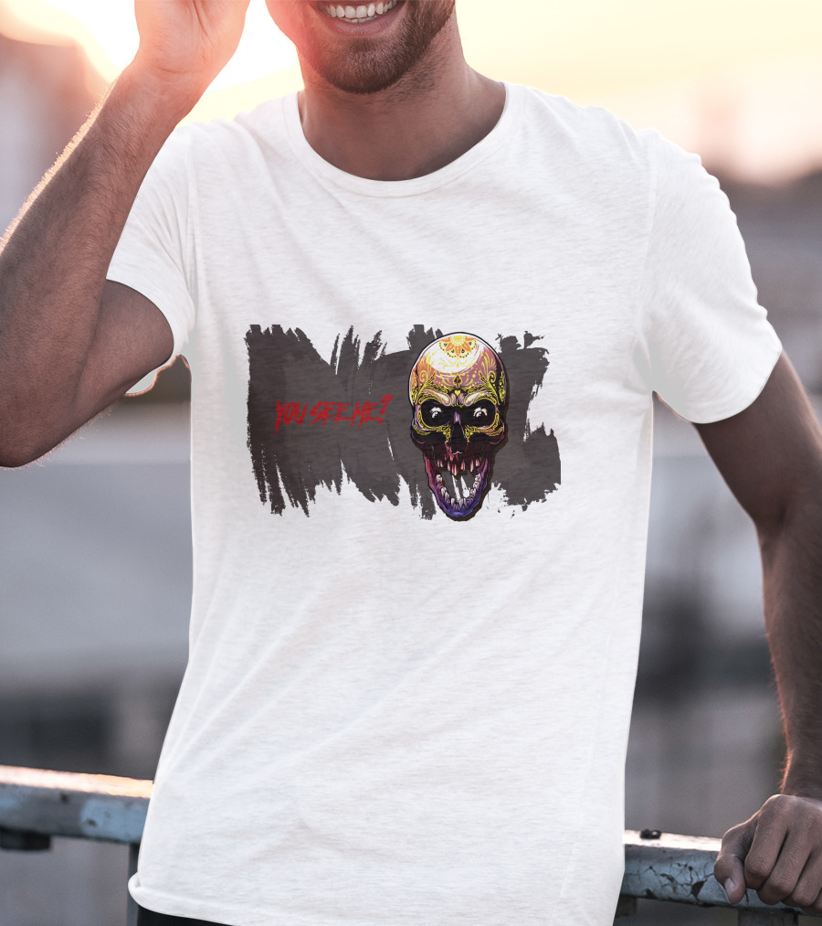 Skull Yellow Scary Horror You See Me T-Shirt