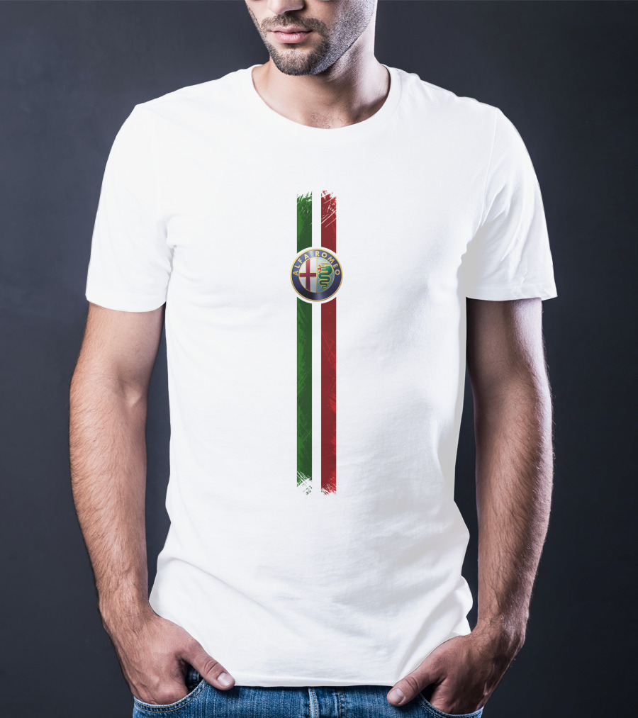 Alfa Romeo Logo With Italian Stripes T-Shirt