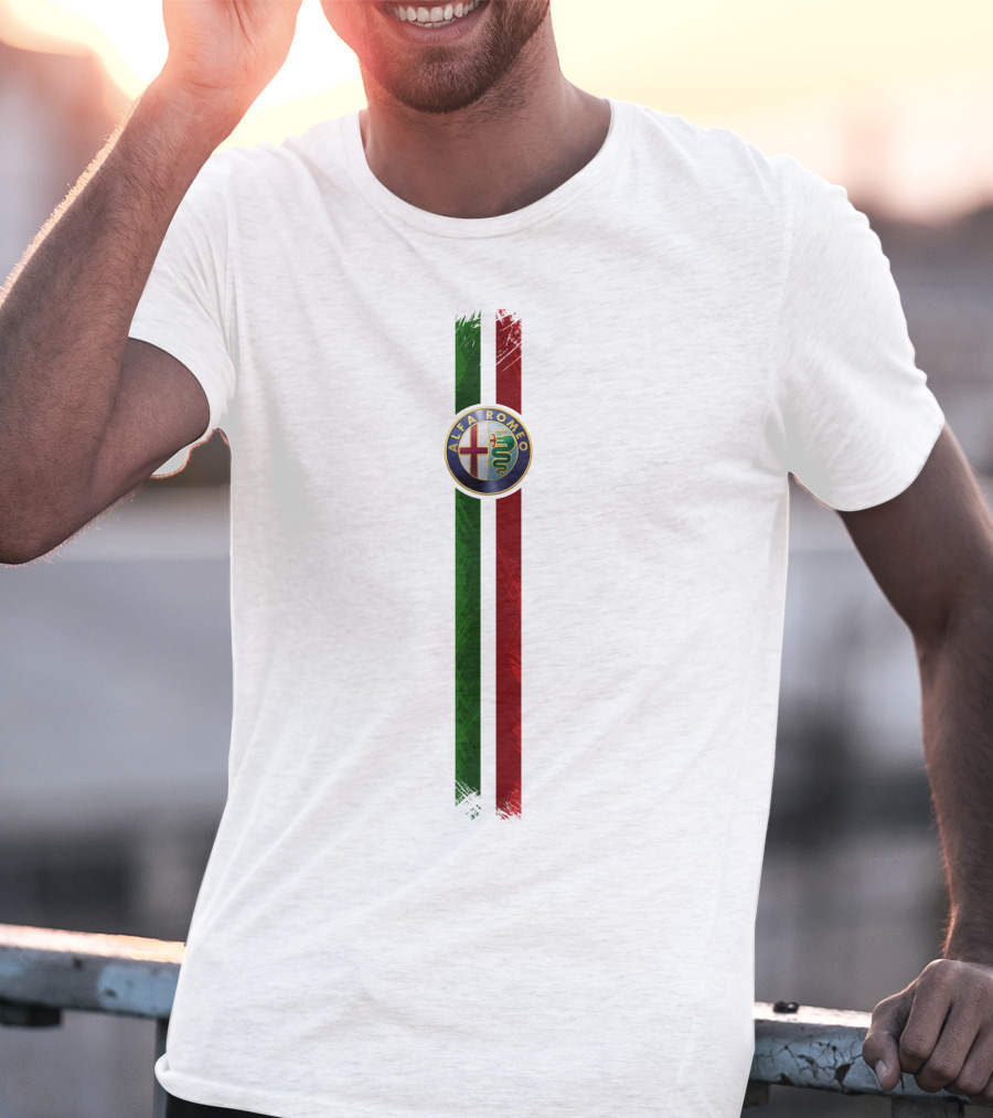 Alfa Romeo Logo With Italian Stripes T-Shirt