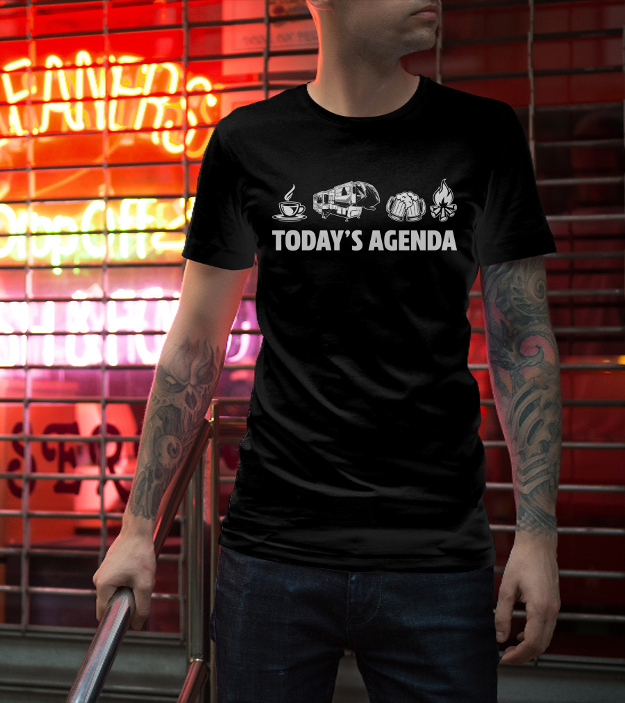 Today's Agenda Coffee RV Beer Campfire Adventure Grand Design Momentum 376TH T-Shirt