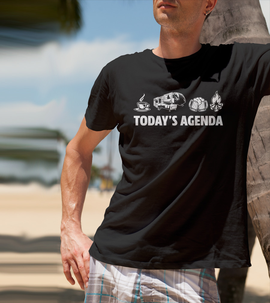 Today's Agenda Coffee RV Beer Campfire Adventure Grand Design Momentum 376TH T-Shirt