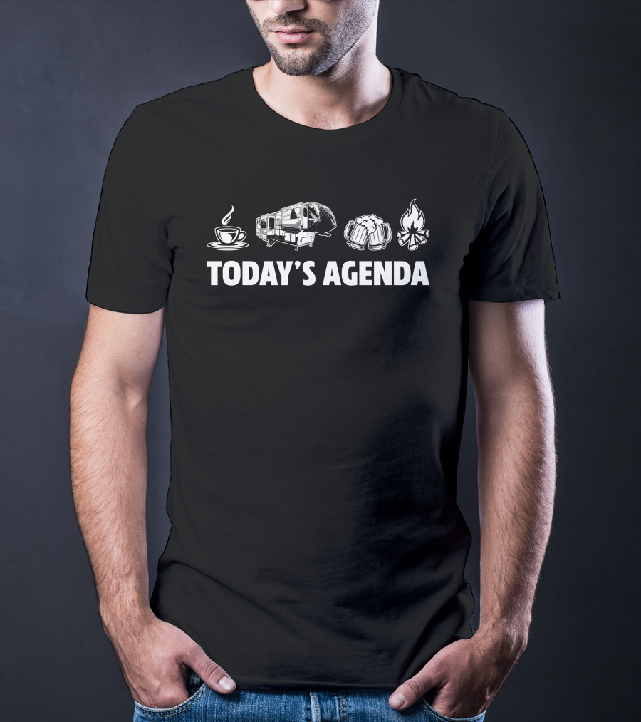 Today's Agenda Coffee RV Beer Campfire Adventure Grand Design Momentum 376TH T-Shirt