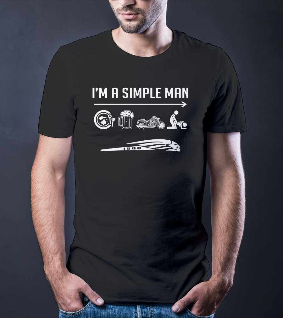 I'm A Simple Man Honda Vtx1800 1800 Motorcycle Beer Tools American Flag T-Shirt