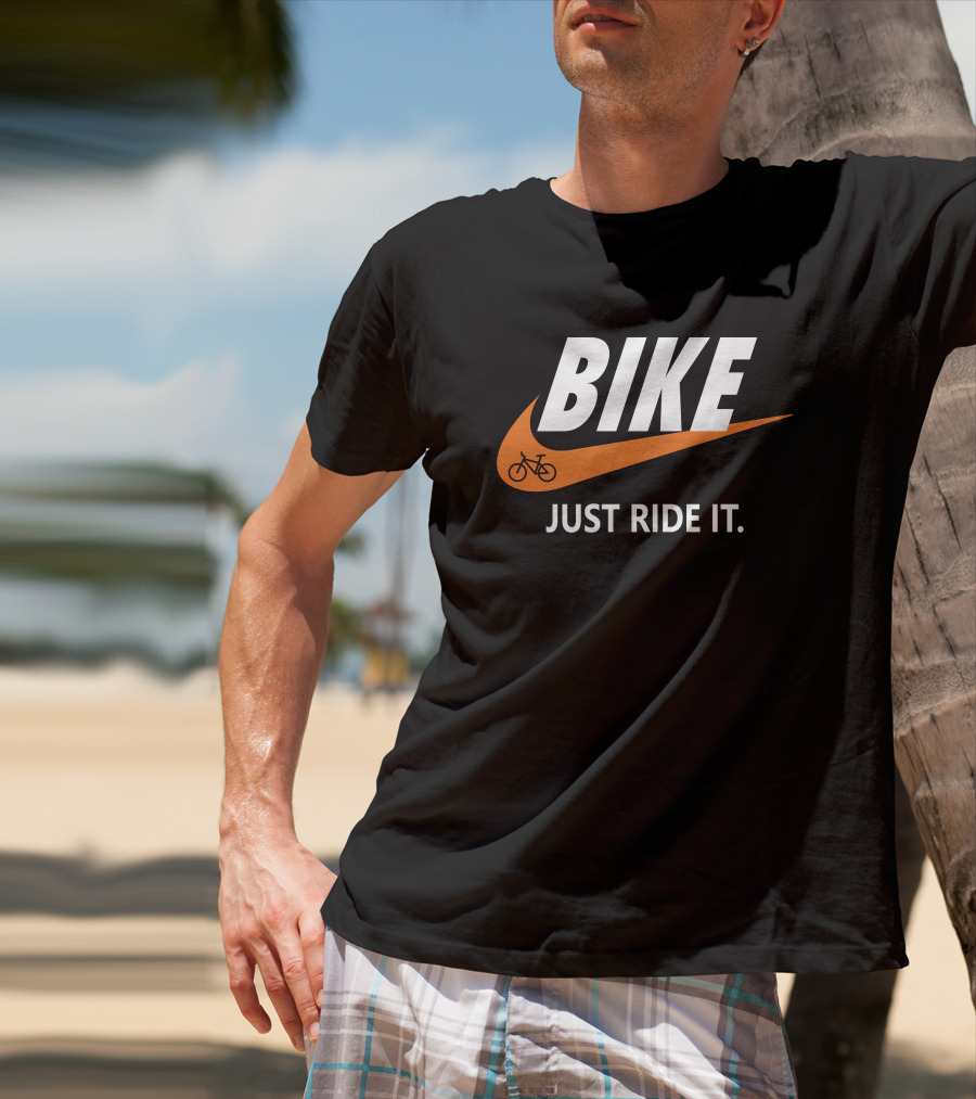 BIKE Just Ride It Swoosh Iconic Cycling T-Shirt