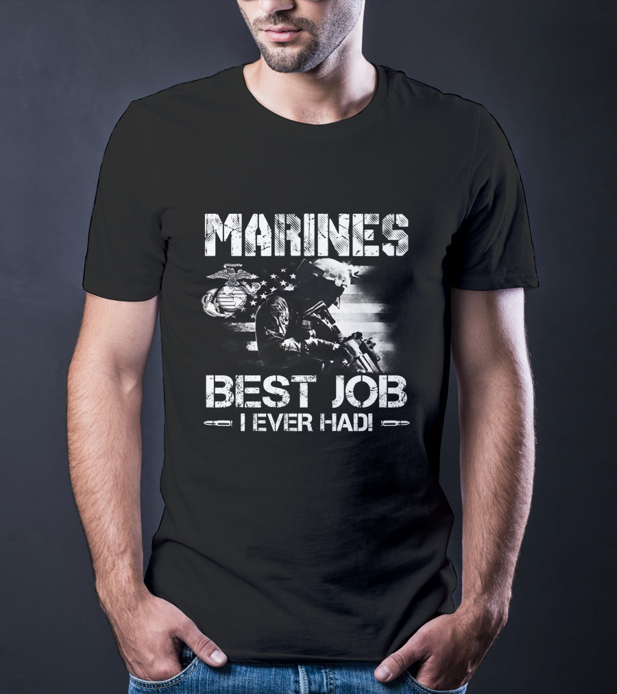 MARINES BEST JOB I EVER HAD Soldier Flag Emblem T-Shirt