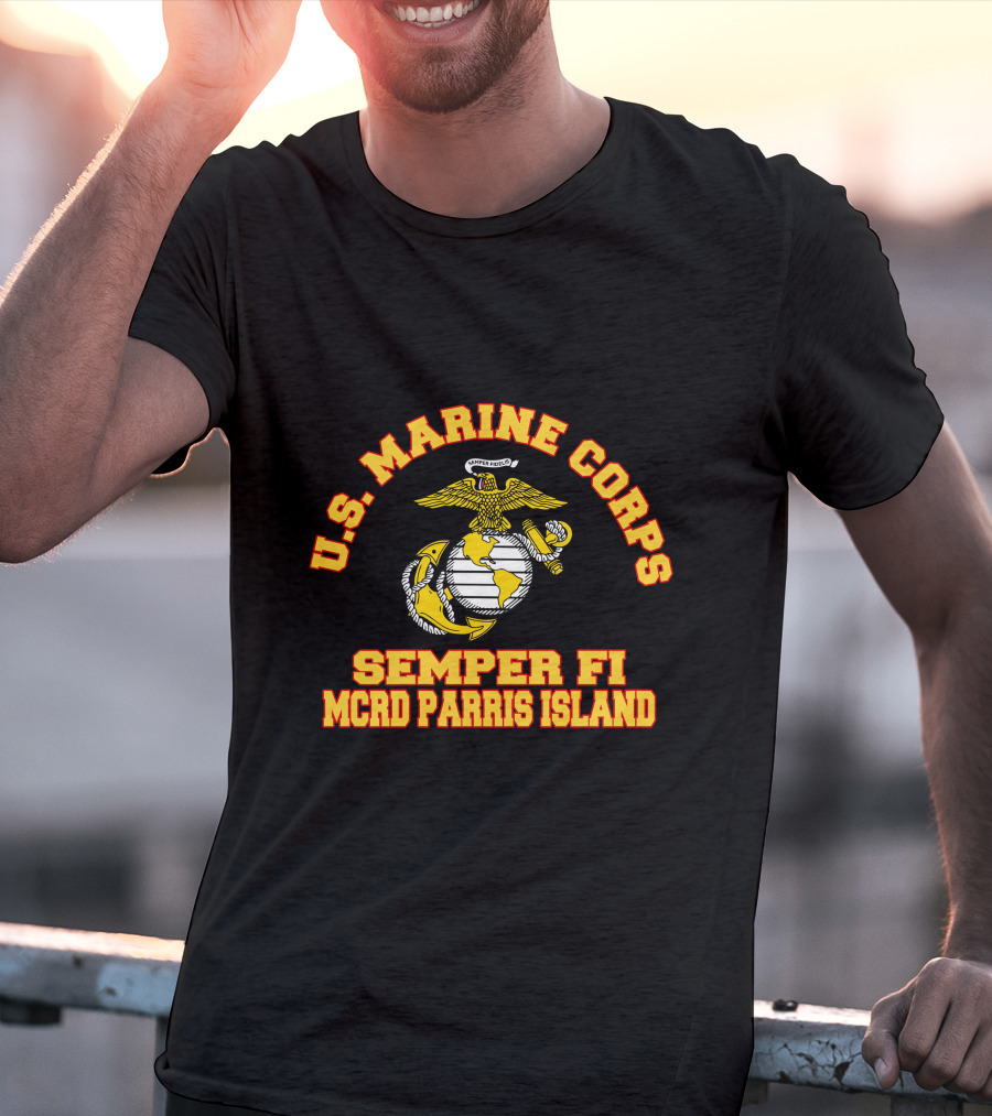 U.S. Marine Corps Semper Fi MCRD Parris Island Emblem T-Shirt